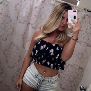 Floral strapless crop top